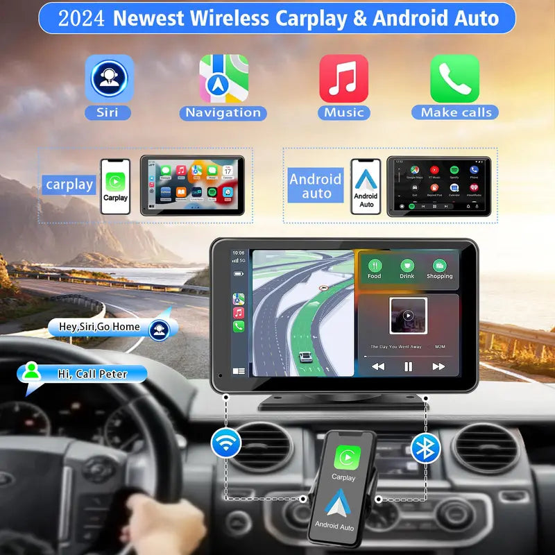 Universal Wireless CarPlay & Android Auto Adapter (7" Touchscreen)