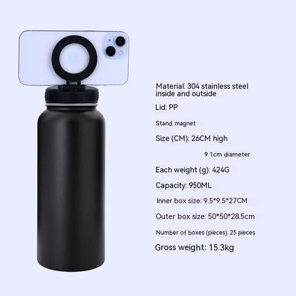 Insulated Water Bottle with Magnetic Phone Holder (1000ml)