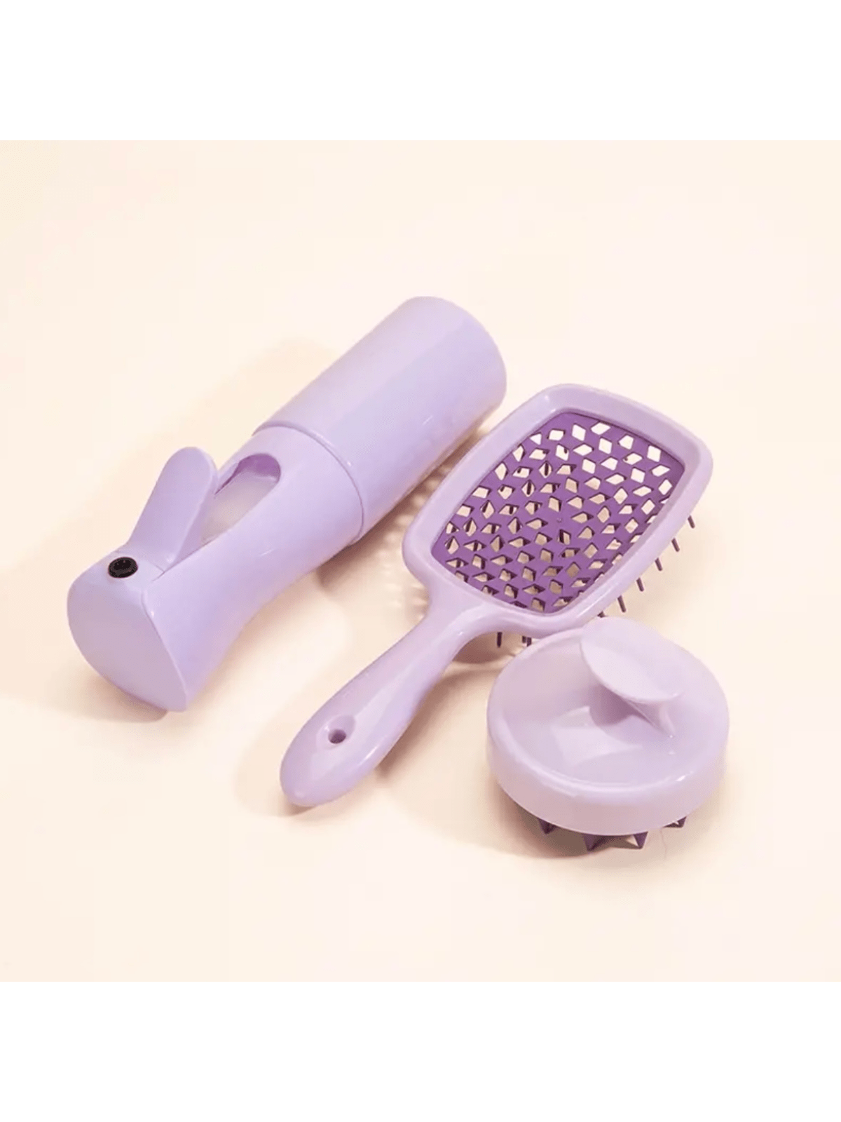  3-Piece Hair Care Set: Scalp Massager Brush, Detangling Comb, & Spray Bottle