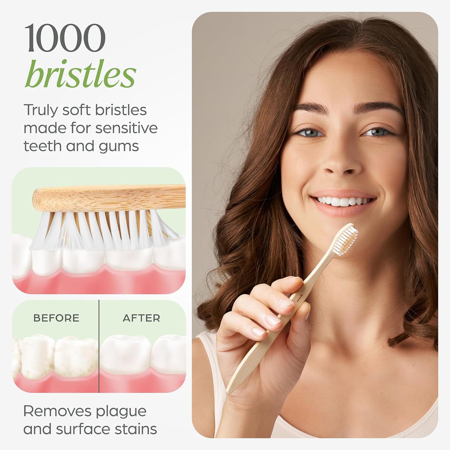 Biodegradable Bamboo Toothbrushes Bulk Soft Bristles