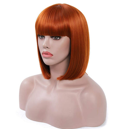 Short Bob  Multicolor Wig with Bangs (Heat Resistant)