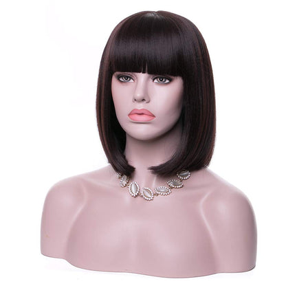 Short Bob  Multicolor Wig with Bangs (Heat Resistant)