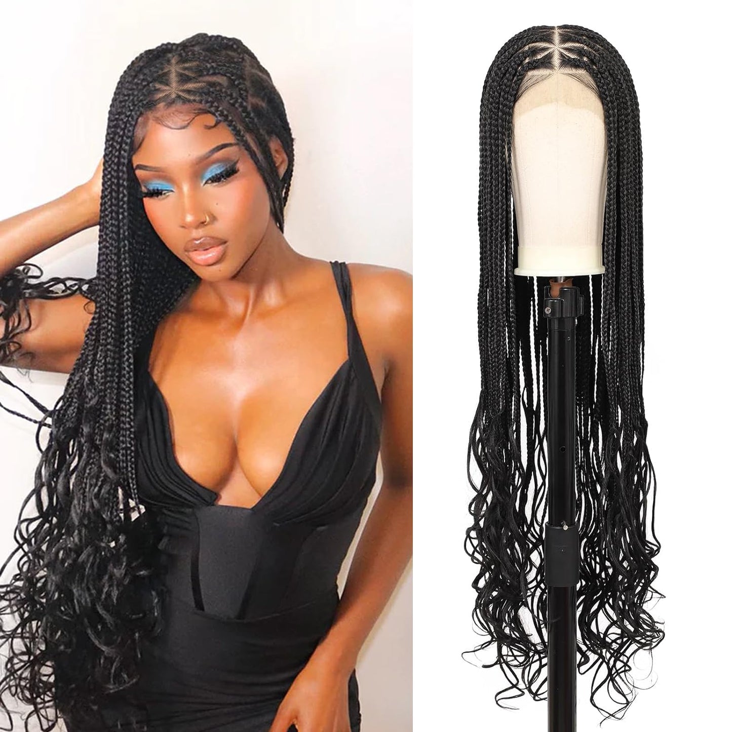 36" Box Braided/knotless Wig with Full Lace & Baby Hair 