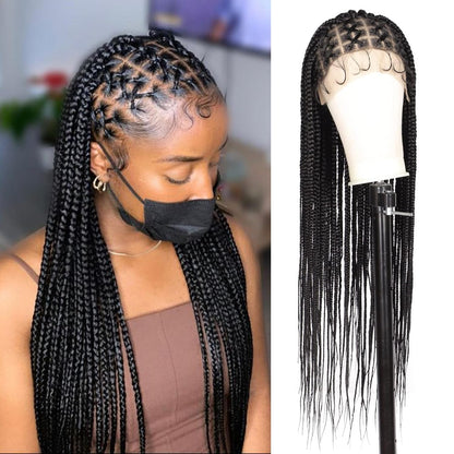 36" Box Braided/knotless Wig with Full Lace & Baby Hair 