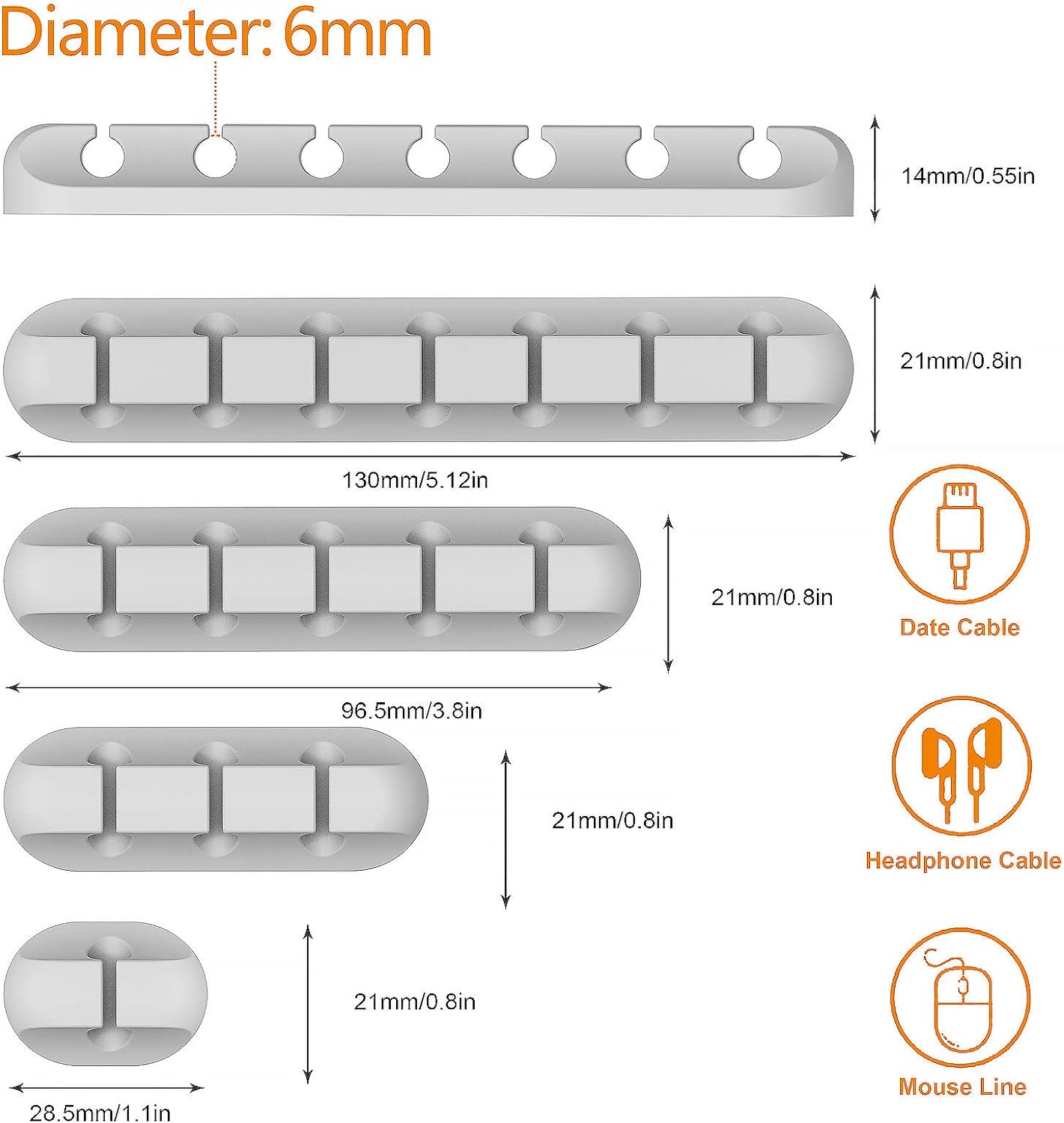  5 Packs Desk Organizer & Cable Clips: Clear Your Desk, Cable Holder 