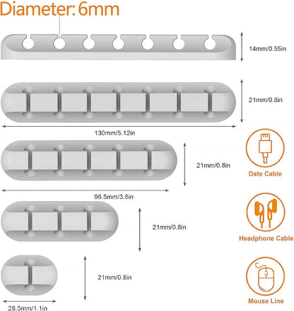  5 Packs Desk Organizer & Cable Clips: Clear Your Desk, Cable Holder 