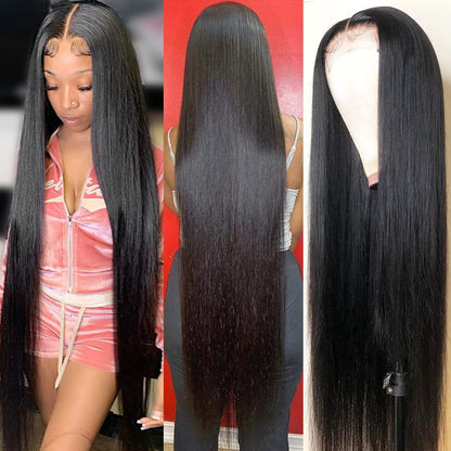 Glueless Lace Front Wig: Natural Black, Straight Human Hair