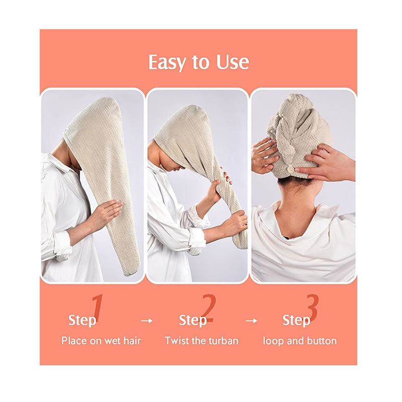 Dry Hair in Minutes! Super-Absorbent Microfiber Hair Towel Wrap (2 pack)