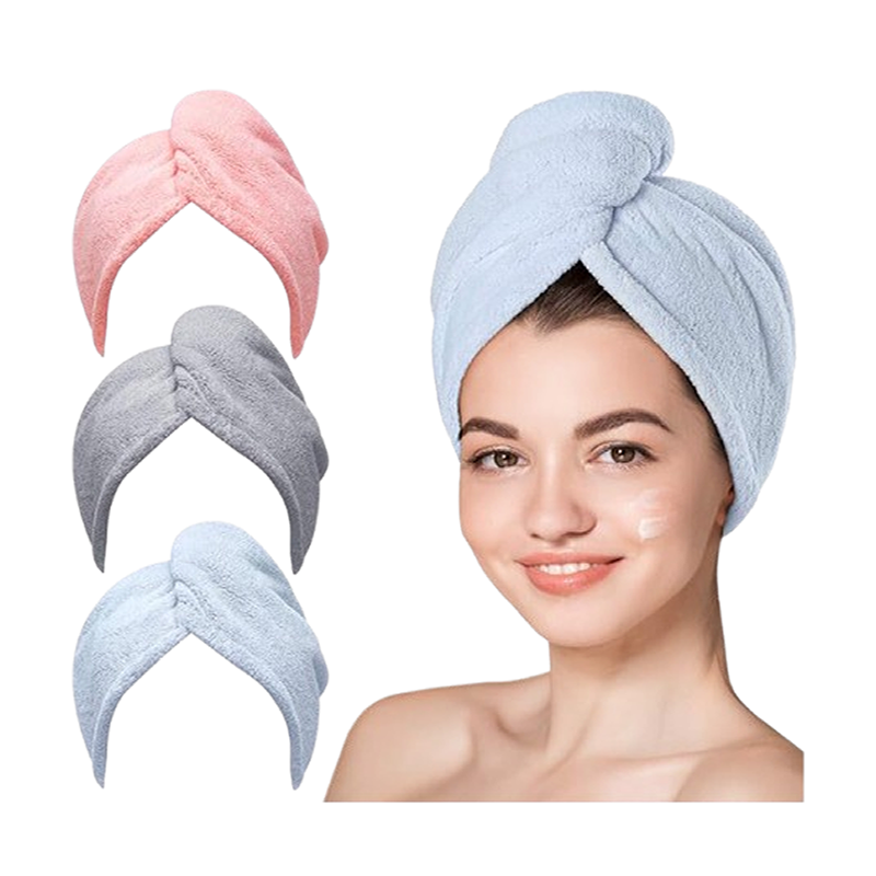 Dry Hair in Minutes! Super-Absorbent Microfiber Hair Towel Wrap (2 pack)