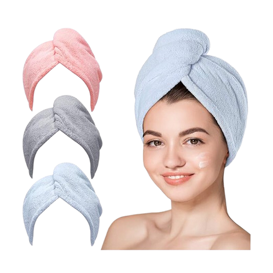 Dry Hair in Minutes! Super-Absorbent Microfiber Hair Towel Wrap (2 pack)