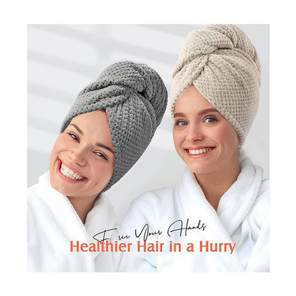 Dry Hair in Minutes! Super-Absorbent Microfiber Hair Towel Wrap (2 pack)