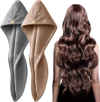 Dry Hair in Minutes! Super-Absorbent Microfiber Hair Towel Wrap (2 pack)