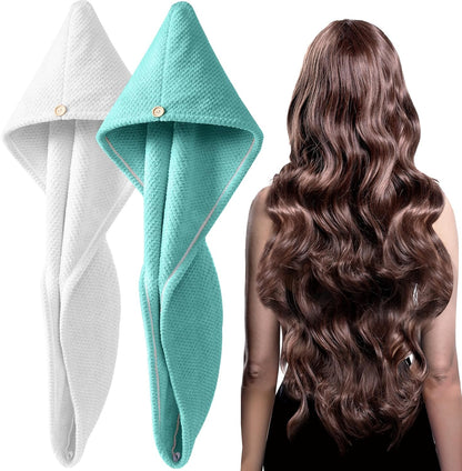 Dry Hair in Minutes! Super-Absorbent Microfiber Hair Towel Wrap (2 pack)