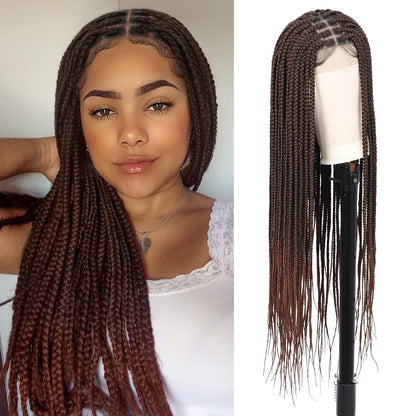 36" Box Braided/knotless Wig with Full Lace & Baby Hair 