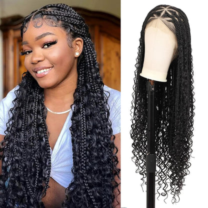 36" Box Braided/knotless Wig with Full Lace & Baby Hair 