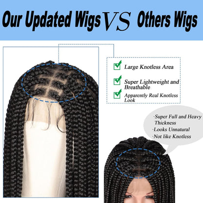 36" Box Braided/knotless Wig with Full Lace & Baby Hair 