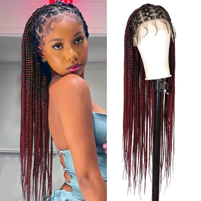 36" Box Braided/knotless Wig with Full Lace & Baby Hair 