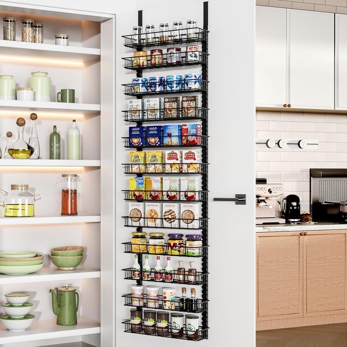 Space-Saving Pantry Organizer: 12 Tiers, Door or Wall Mount