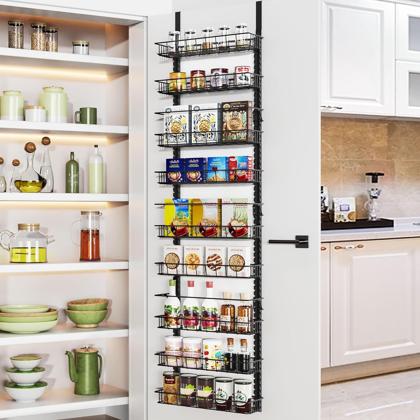 Space-Saving Pantry Organizer: 12 Tiers, Door or Wall Mount