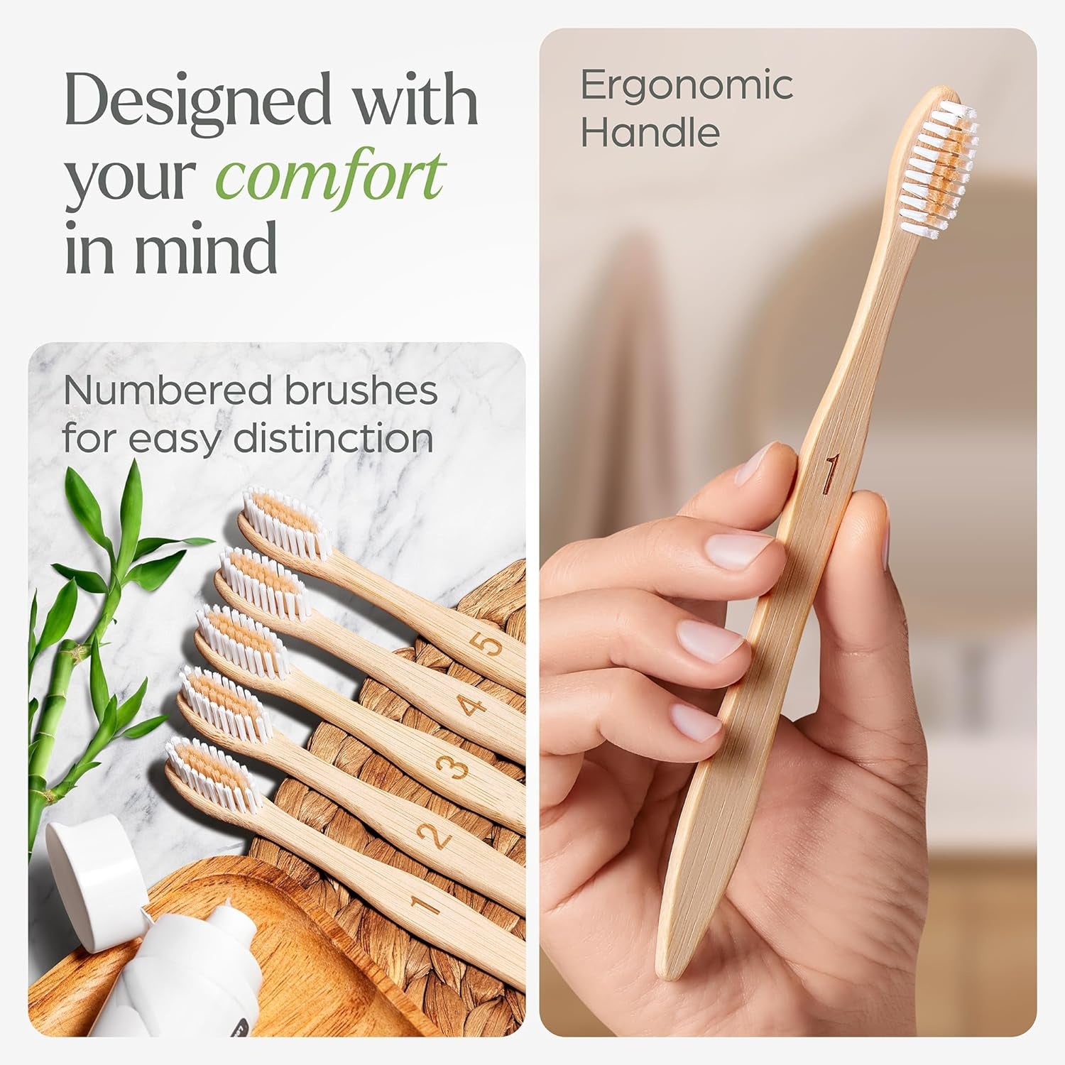 Biodegradable Bamboo Toothbrushes Bulk Soft Bristles