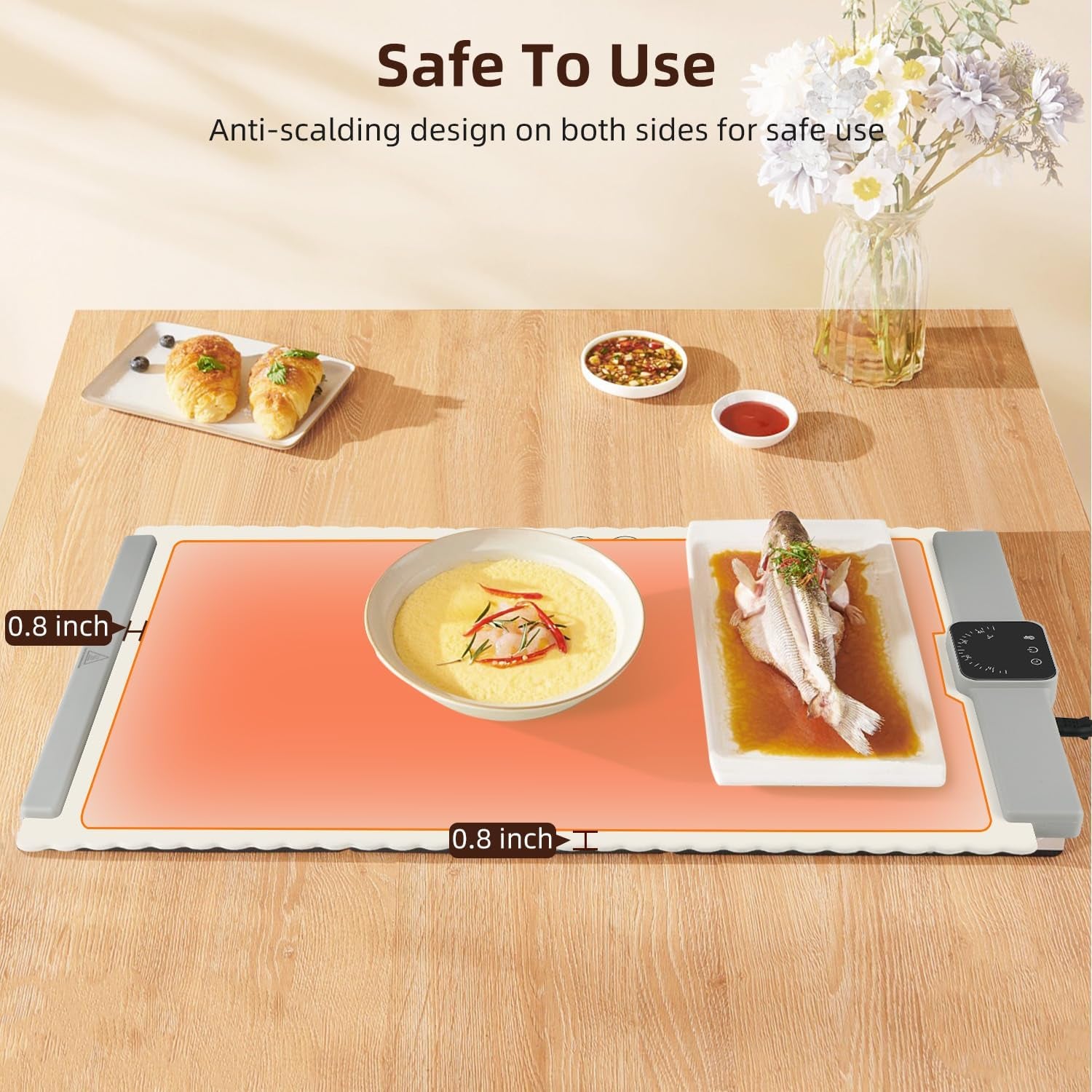 Electric Warming Tray with 5 Temperature Setting, Foldable Flexible Food Warmer, Premium Silicone Nano-Material, Fast Heating Tray for Daily Use, Home Buffets, Restaurants, Parties