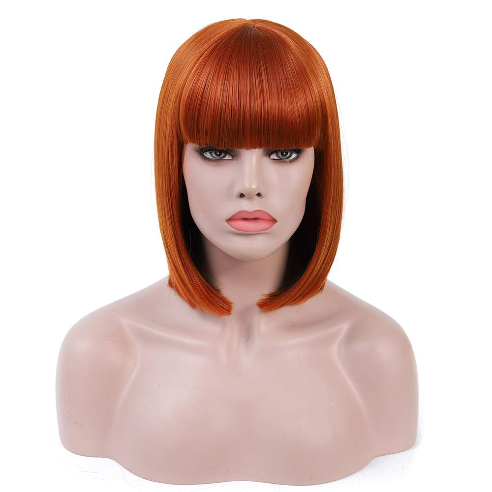 Short Bob  Multicolor Wig with Bangs (Heat Resistant)